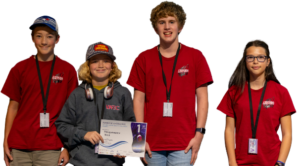 Team of girls showing their Brilliant Blue project